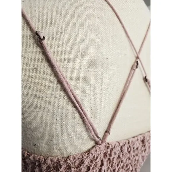 Free People Adella Cami Tank Top Womens M Mauve Lace Boho Tiered Flowy Romantic - Picture 12 of 15